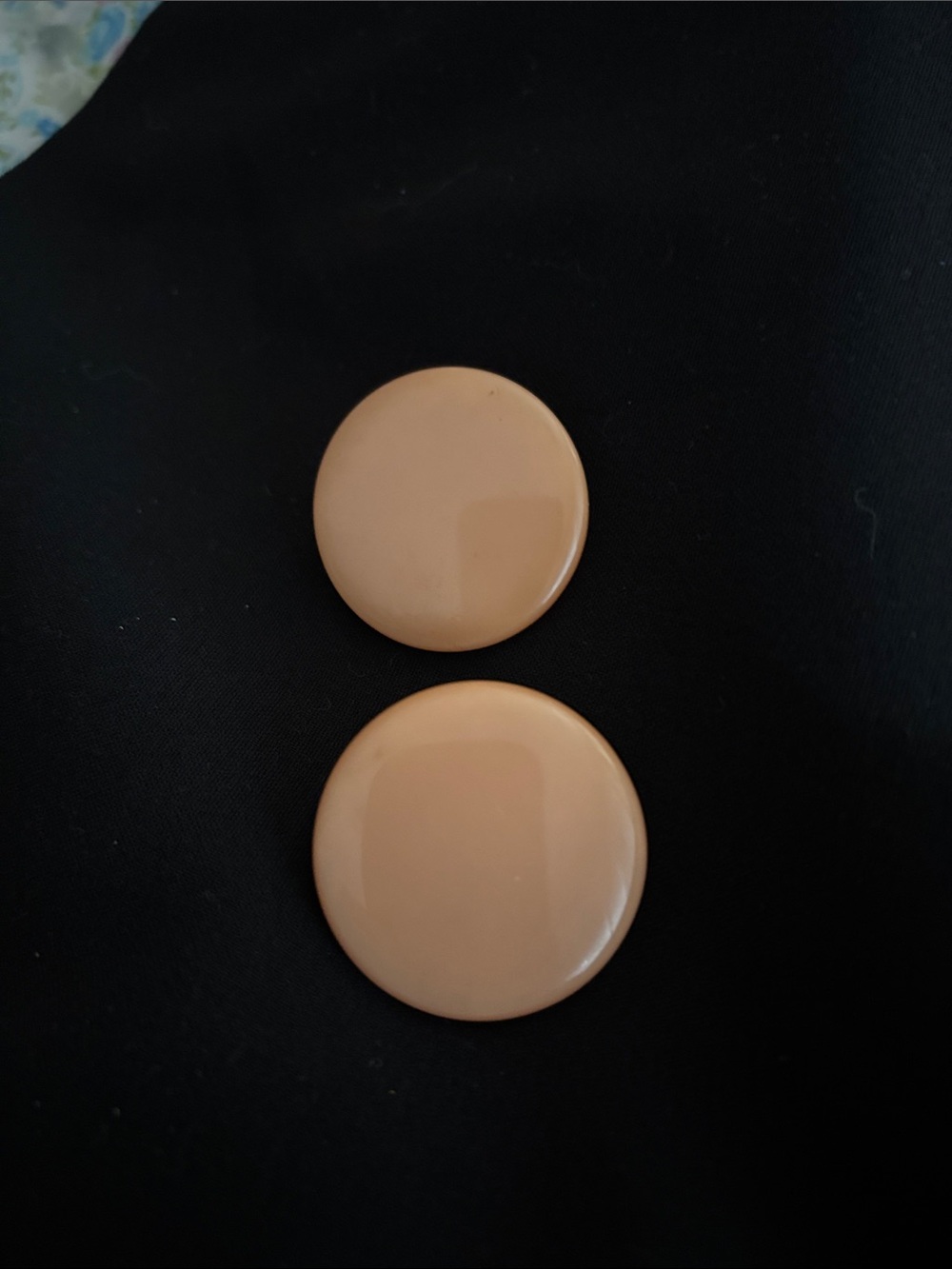 Vintage Neutral Beige Round Button Clip-On Earrings
